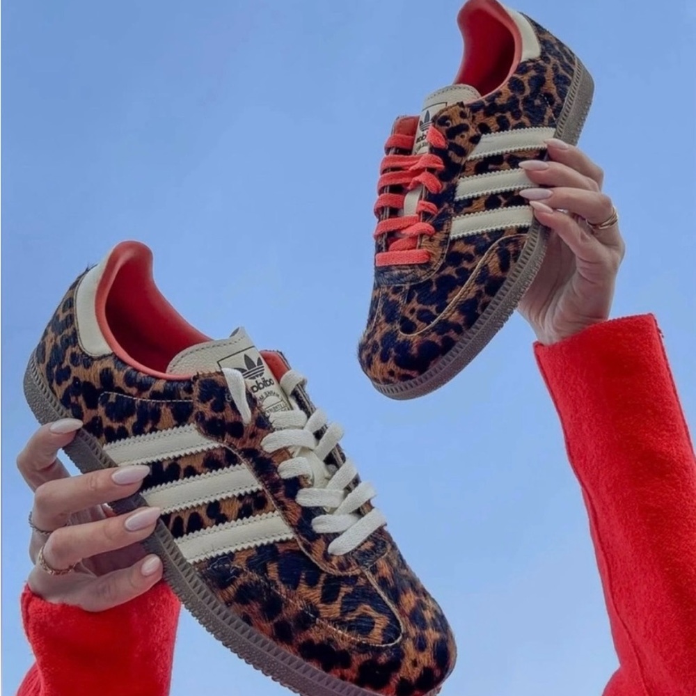 NEW adidas Samba OG Red Cheetah/Leopard Print - Women's Size 7 Sneakers